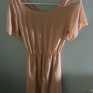 Women's Peach Short Sleeve Elastic Waist Dress